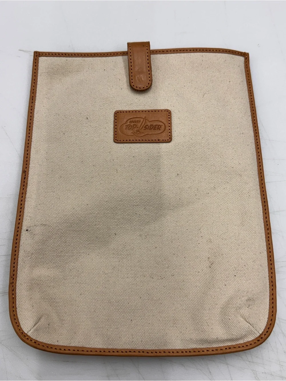 Sperry Top Sider iPad Tablet Sleeve Case Canvas Striped Leather Trim RARE